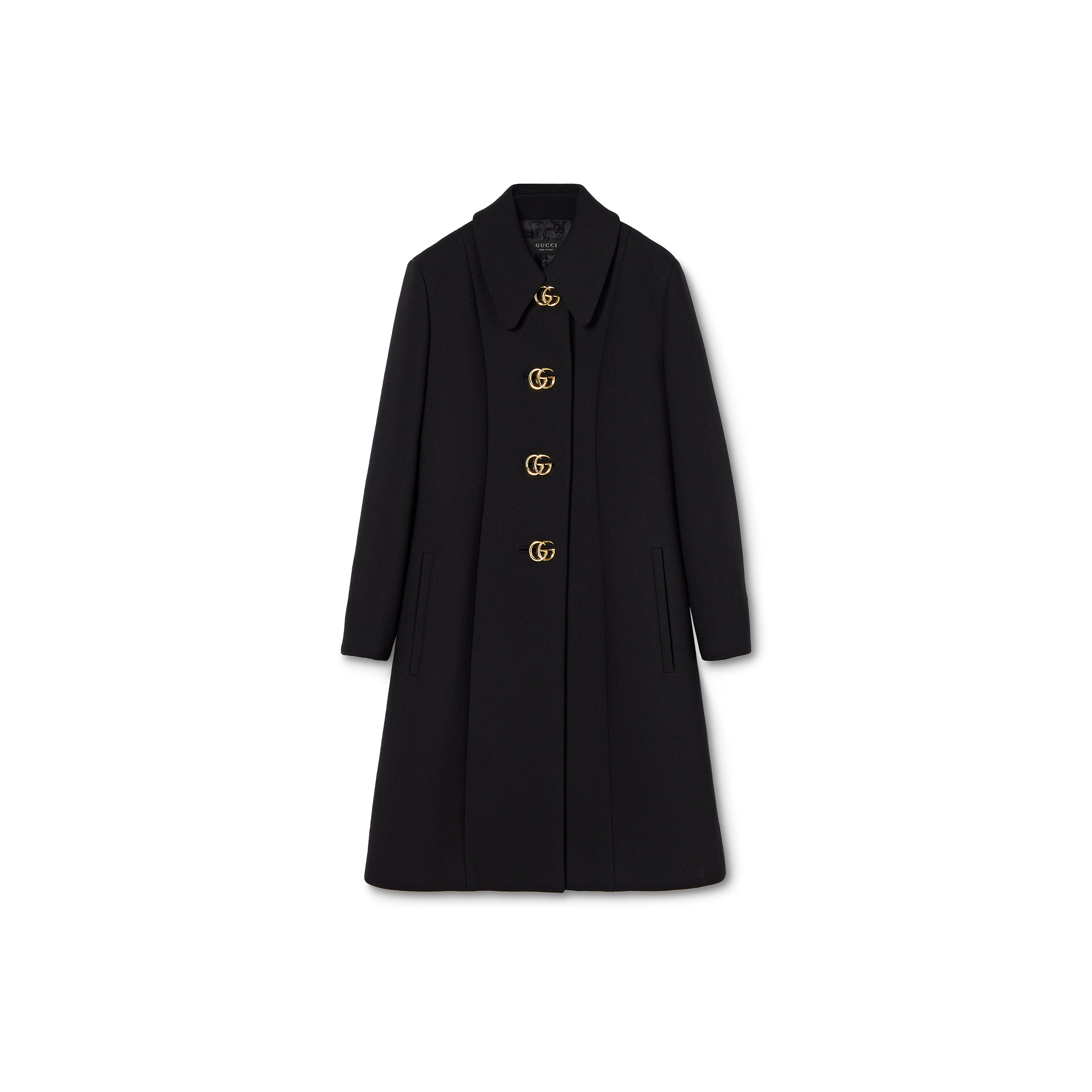 GUCCI WOOL NATTÉ COAT WITH DOUBLE G BUTTON 860471